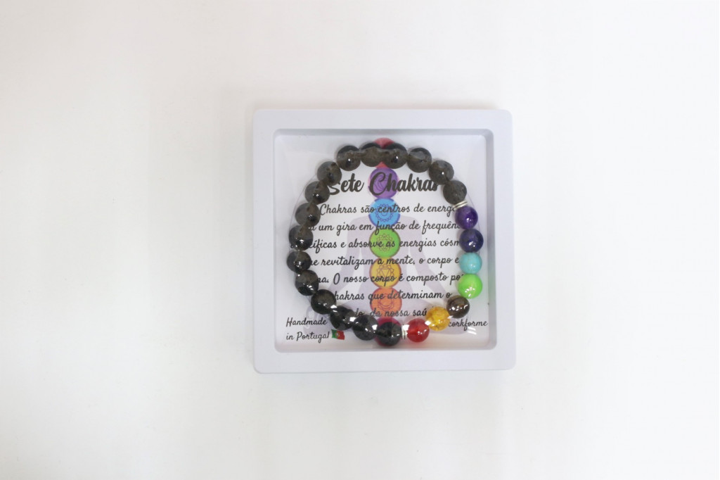 Pulseira dos 7 chakras com caixa - Ref. 1244