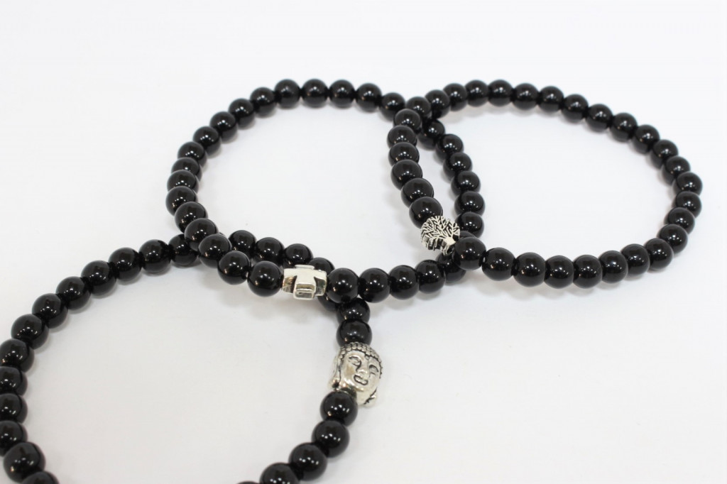 Pulseira para homem, com pedras semipreciosas (Ónix) - Ref. 1247