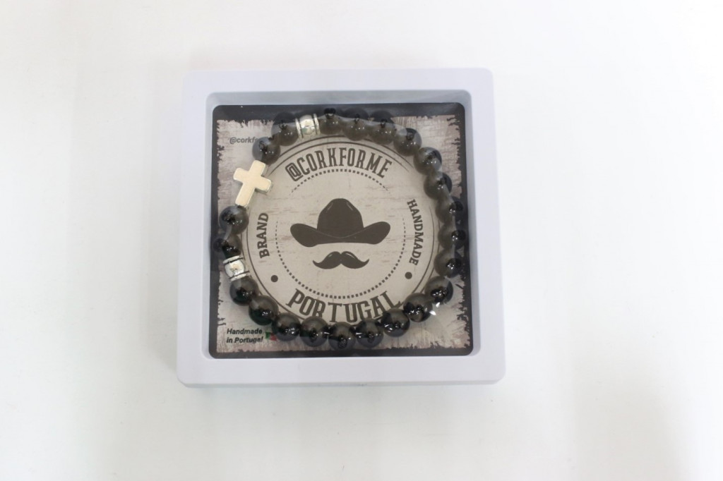 Pulseira para homem, com pedras semipreciosas (Ónix) - Ref. 1249